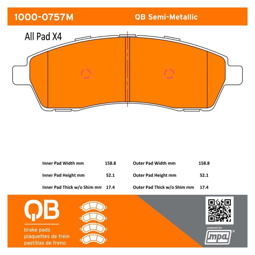 MPA 1000-0757M QB Semi-Metallic Brake Pads