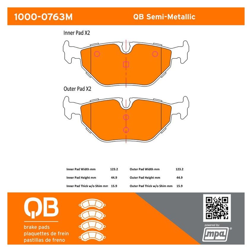 MPA 1000-0763M QB Semi-Metallic Brake Pads