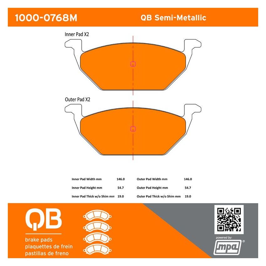 MPA 1000-0768M QB Semi-Metallic Brake Pads