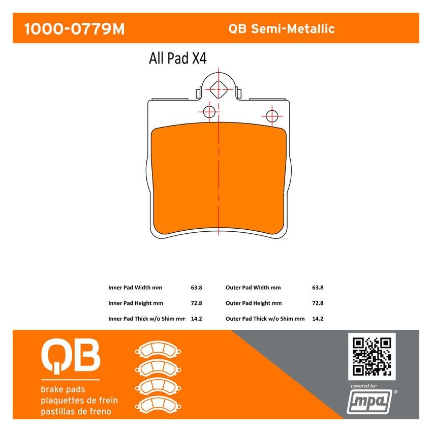 MPA 1000-0779M QB Semi-Metallic Brake Pads