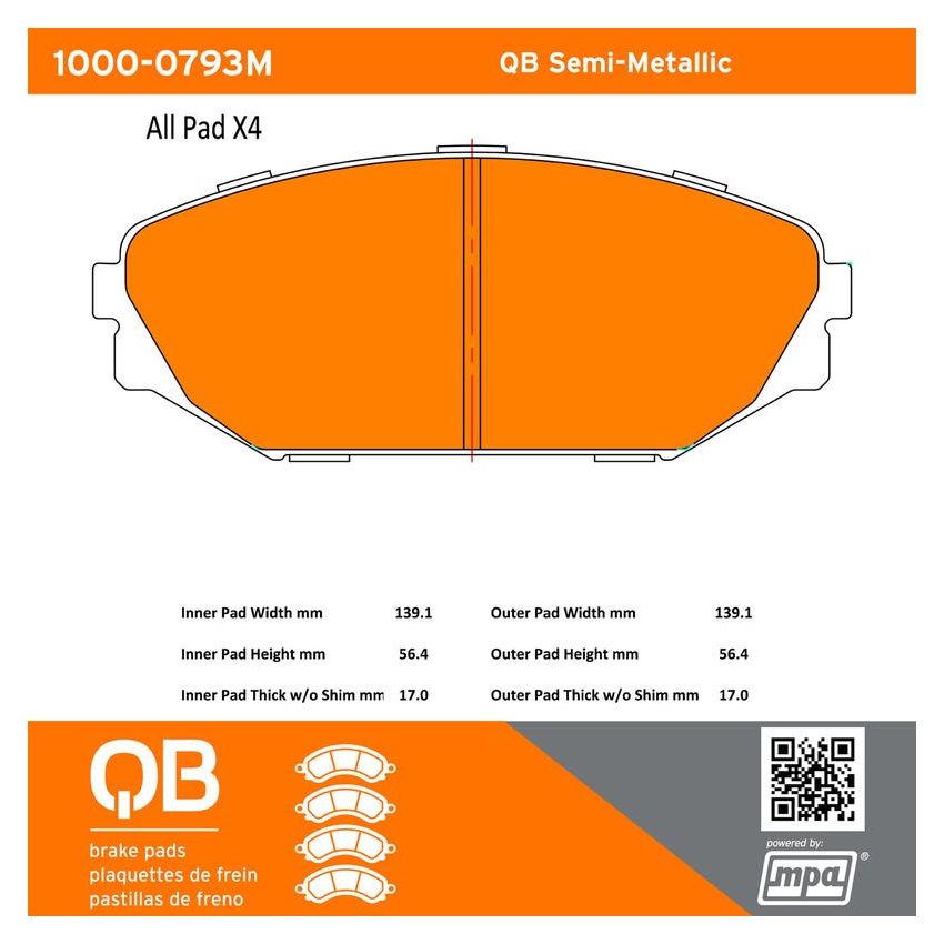 MPA 1000-0793M QB Semi-Metallic Brake Pads