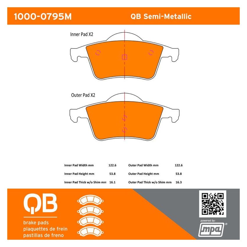 MPA 1000-0795M QB Semi-Metallic Brake Pads