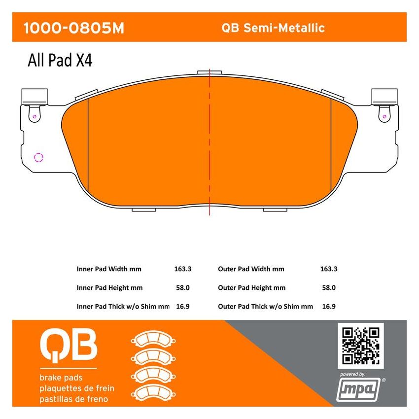 MPA 1000-0805M QB Semi-Metallic Brake Pads