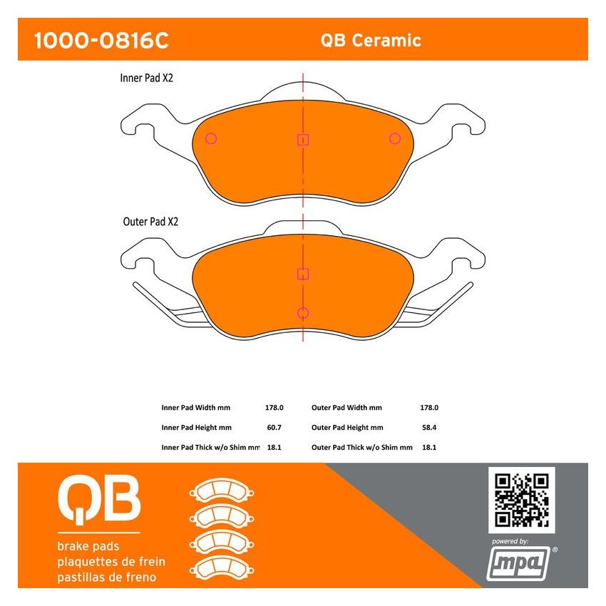 MPA 1000-0816C QB Ceramic Brake Pads