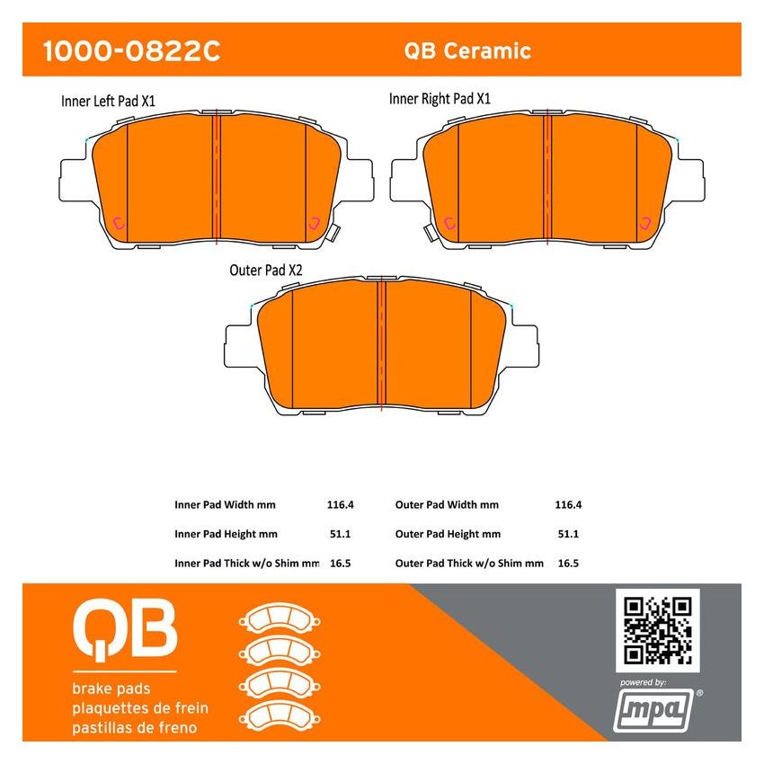 MPA 1000-0822C QB Ceramic Brake Pads