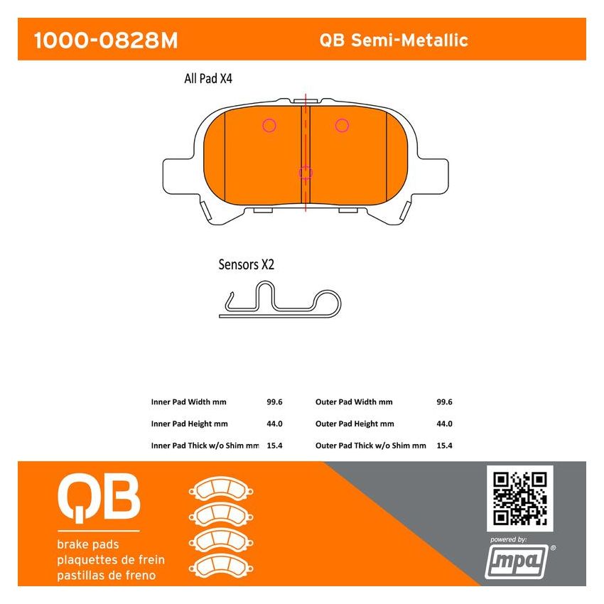 MPA 1000-0828M QB Semi-Metallic Brake Pads