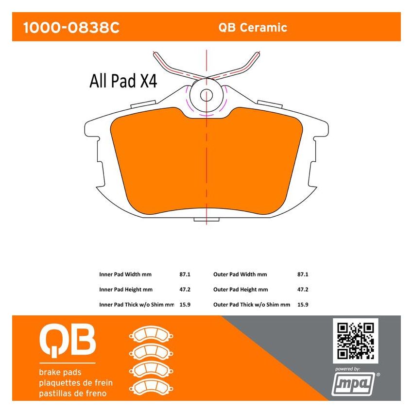 MPA 1000-0838C QB Ceramic Brake Pads