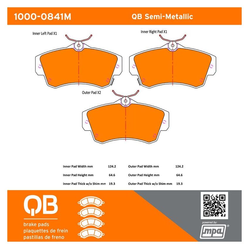 MPA 1000-0841M QB Semi-Metallic Brake Pads