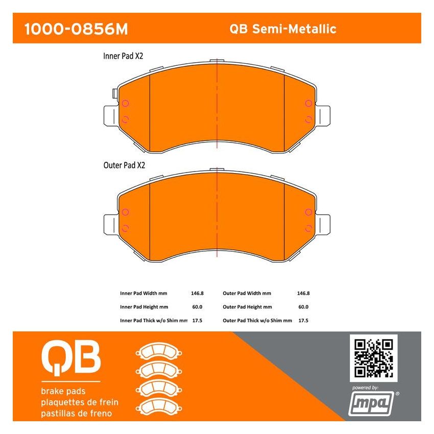 MPA 1000-0856M QB Semi-Metallic Brake Pads