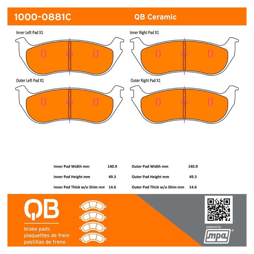 MPA 1000-0881C QB Ceramic Brake Pads