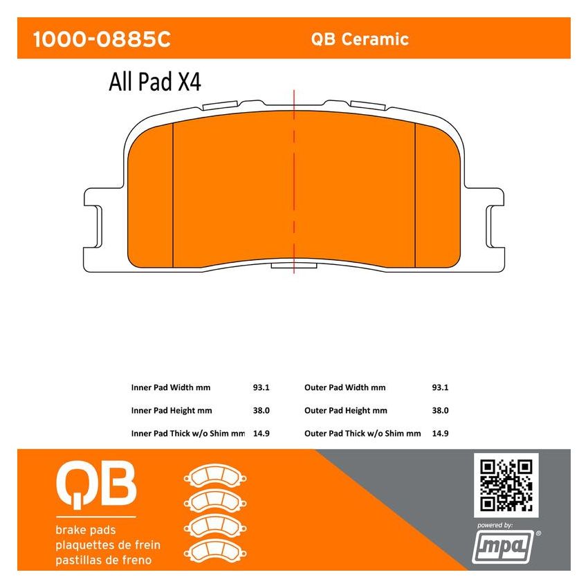 MPA 1000-0885C QB Ceramic Brake Pads
