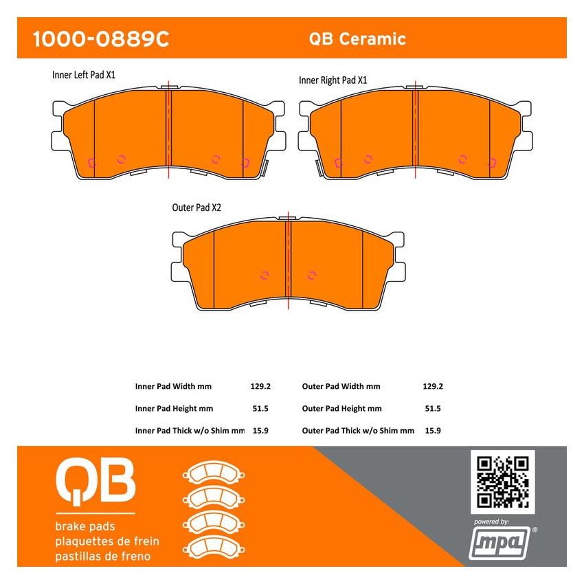 MPA 1000-0889C QB Ceramic Brake Pads