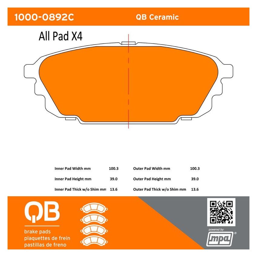 MPA 1000-0892C QB Ceramic Brake Pads