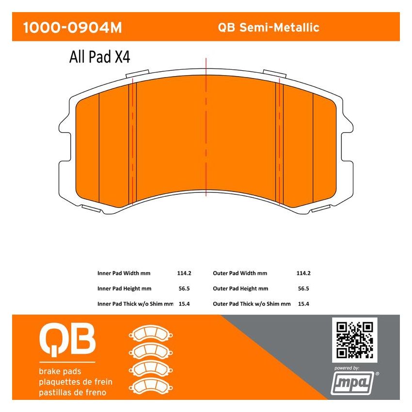 MPA 1000-0904M QB Semi-Metallic Brake Pads