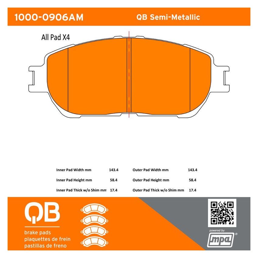 MPA 1000-0906AM QB Semi-Metallic Brake Pads