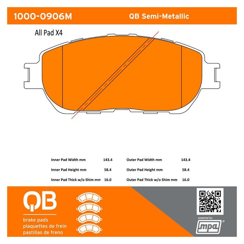 MPA 1000-0906M QB Semi-Metallic Brake Pads