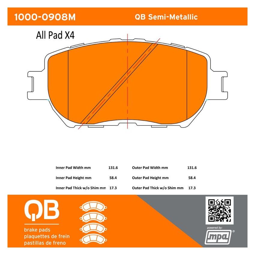 MPA 1000-0908M QB Semi-Metallic Brake Pads