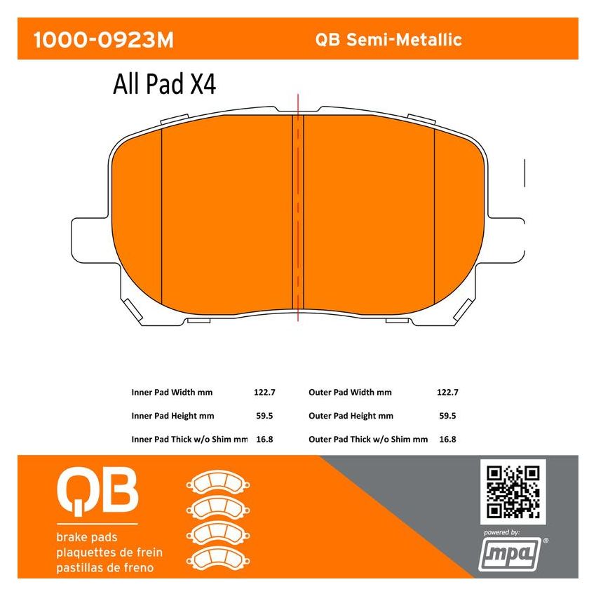 MPA 1000-0923M QB Semi-Metallic Brake Pads