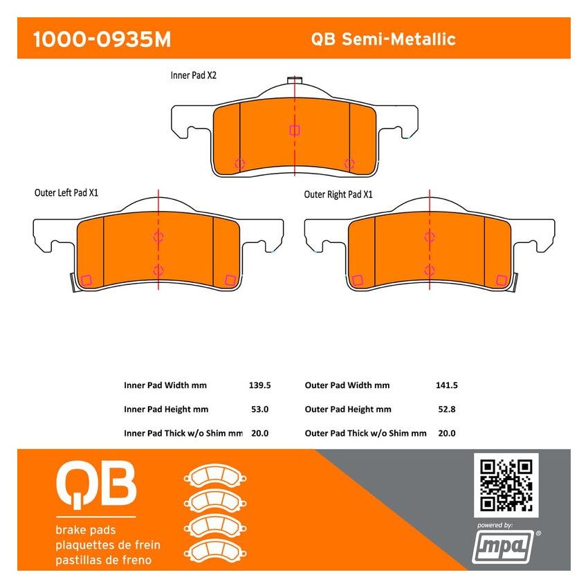 MPA 1000-0935M QB Semi-Metallic Brake Pads