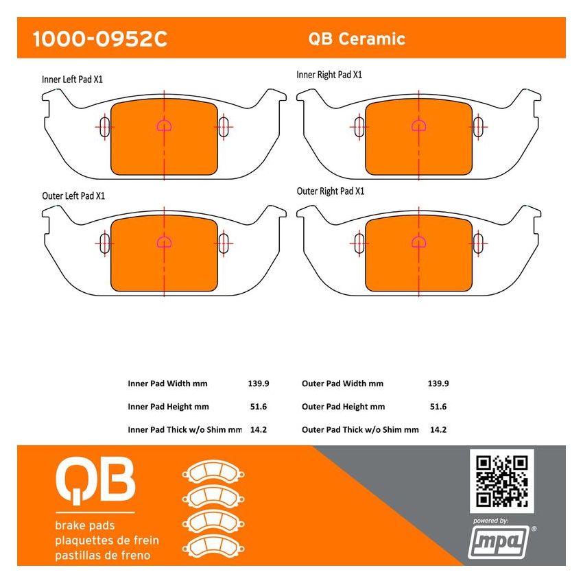 MPA 1000-0952C QB Ceramic Brake Pads
