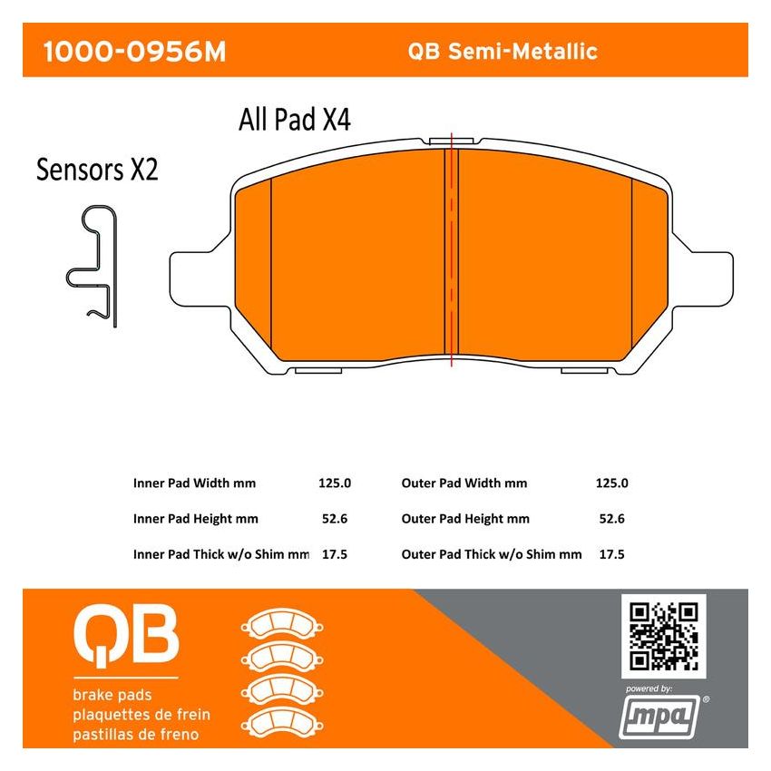 MPA 1000-0956M QB Semi-Metallic Brake Pads