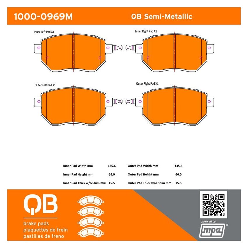 MPA 1000-0969M QB Semi-Metallic Brake Pads