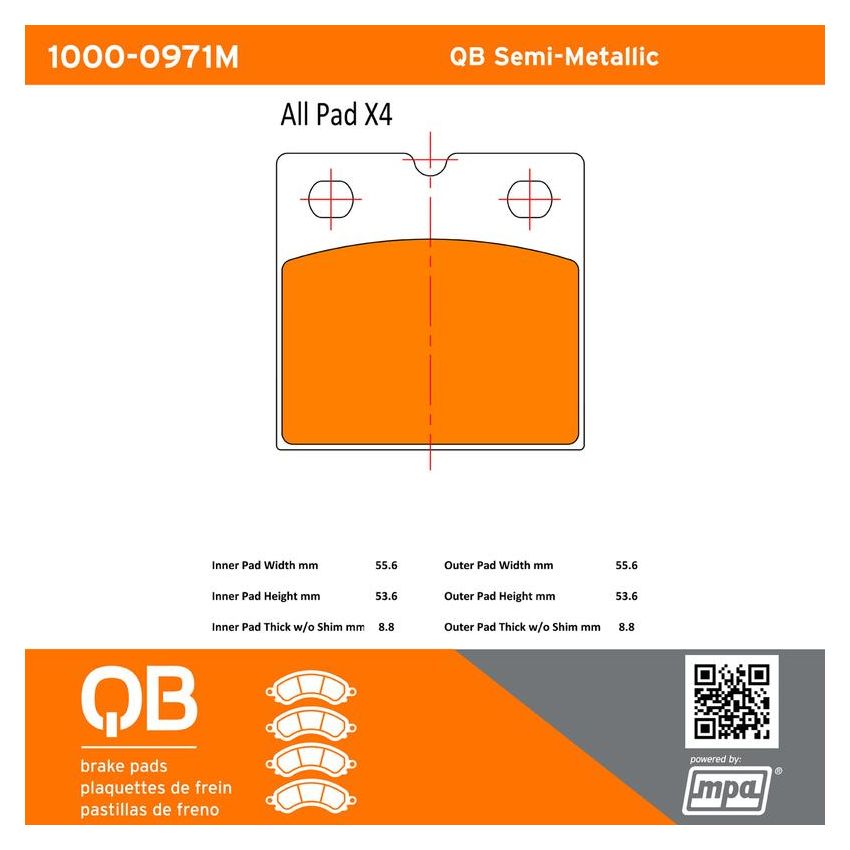MPA 1000-0971M QB Semi-Metallic Brake Pads