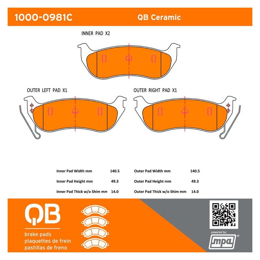MPA 1000-0981C QB Ceramic Brake Pads
