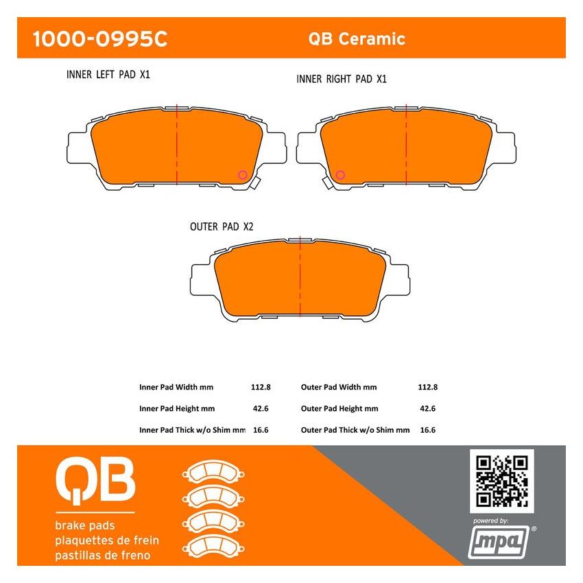 MPA 1000-0995C QB Ceramic Brake Pads