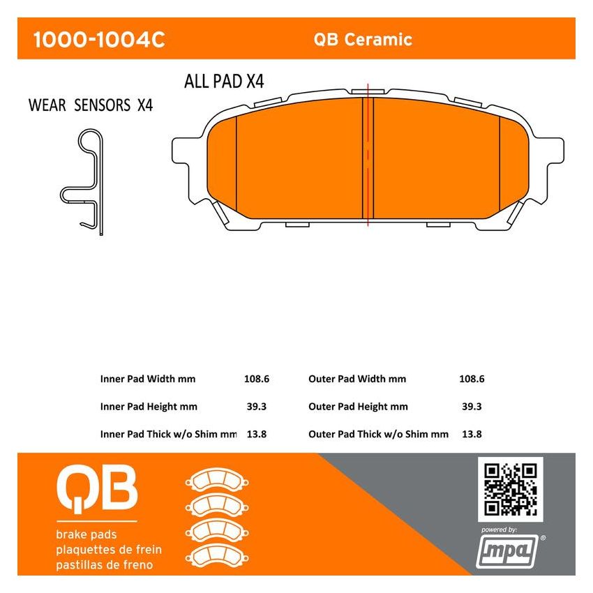 MPA 1000-1004C QB Ceramic Brake Pads