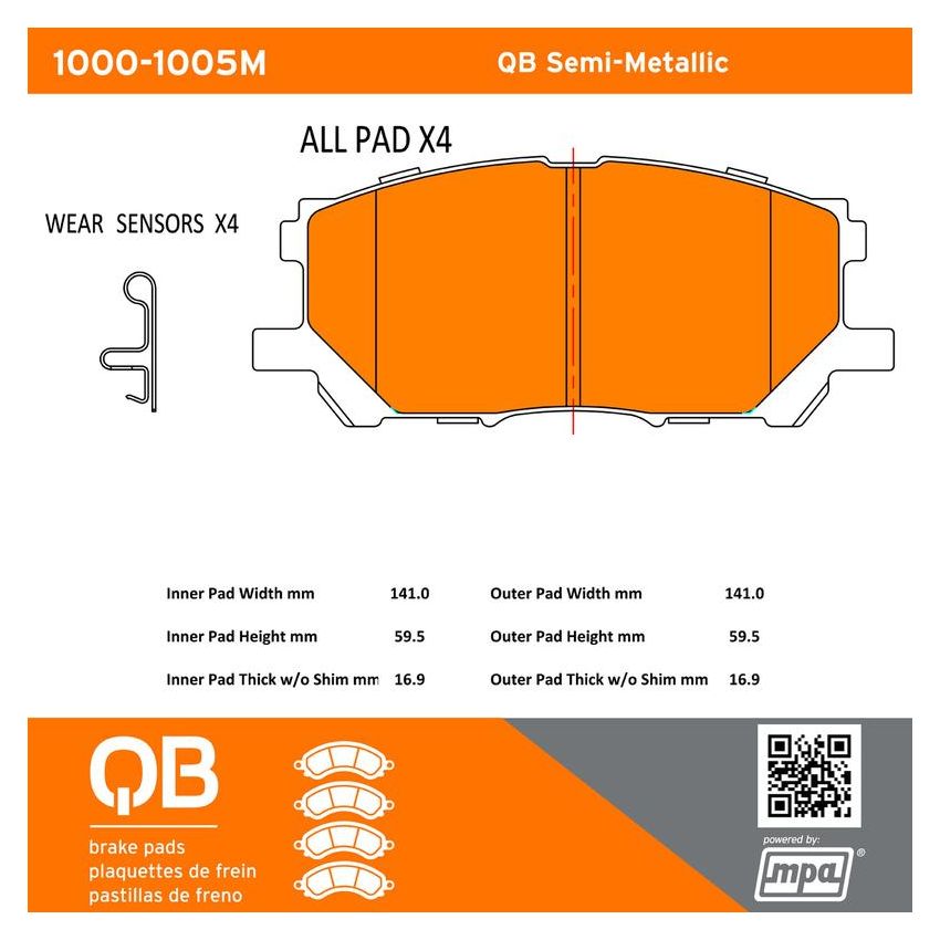 MPA 1000-1005M QB Semi-Metallic Brake Pads