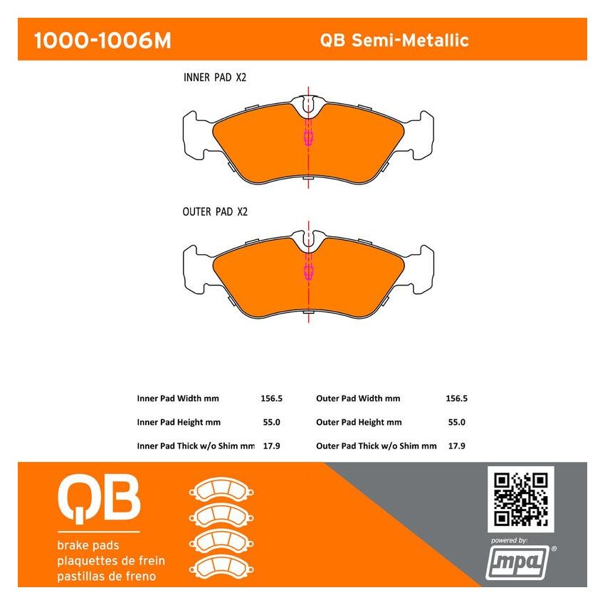 MPA 1000-1006M QB Semi-Metallic Brake Pads