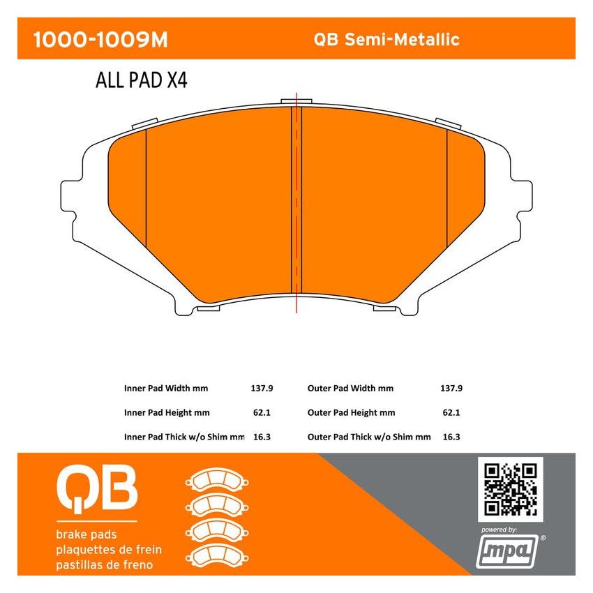 MPA 1000-1009M QB Semi-Metallic Brake Pads