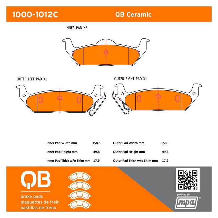 MPA 1000-1012C QB Ceramic Brake Pads