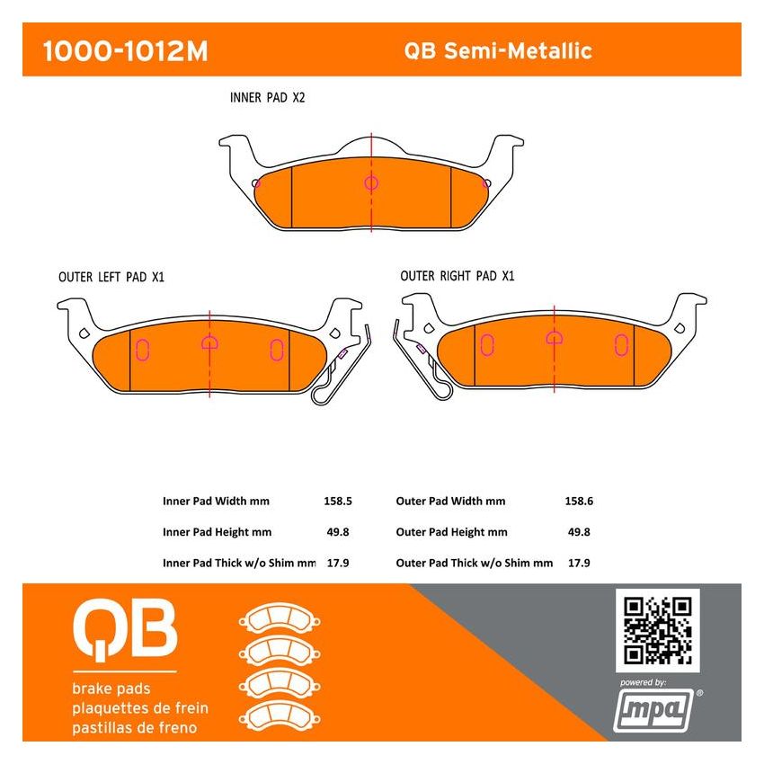 MPA 1000-1012M QB Semi-Metallic Brake Pads