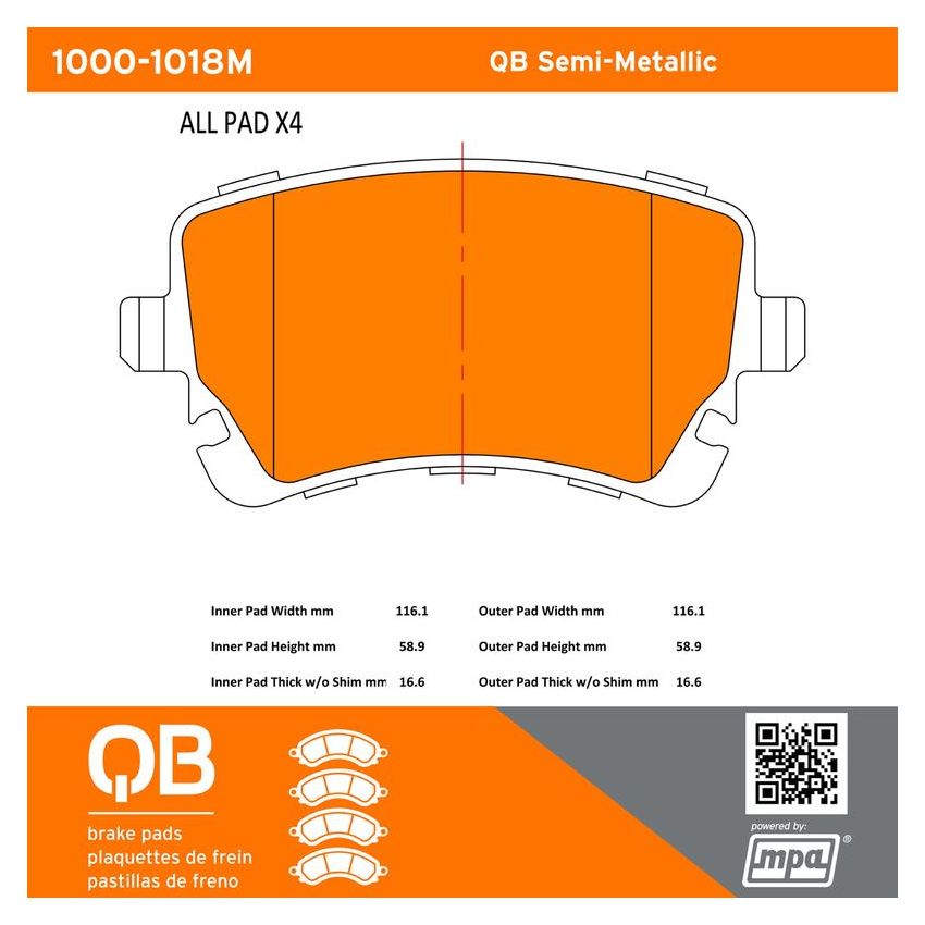 MPA 1000-1018M QB Semi-Metallic Brake Pads