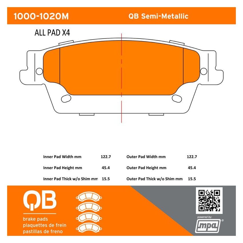 MPA 1000-1020M QB Semi-Metallic Brake Pads