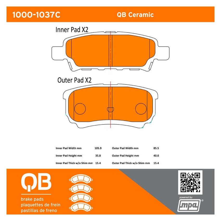 MPA 1000-1037C QB Ceramic Brake Pads