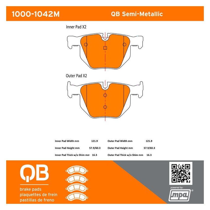 MPA 1000-1042M QB Semi-Metallic Brake Pads
