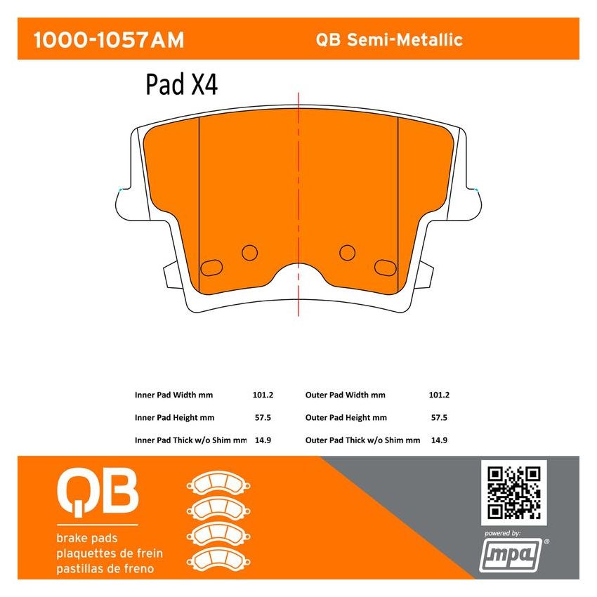 MPA 1000-1057AM QB Semi-Metallic Brake Pads
