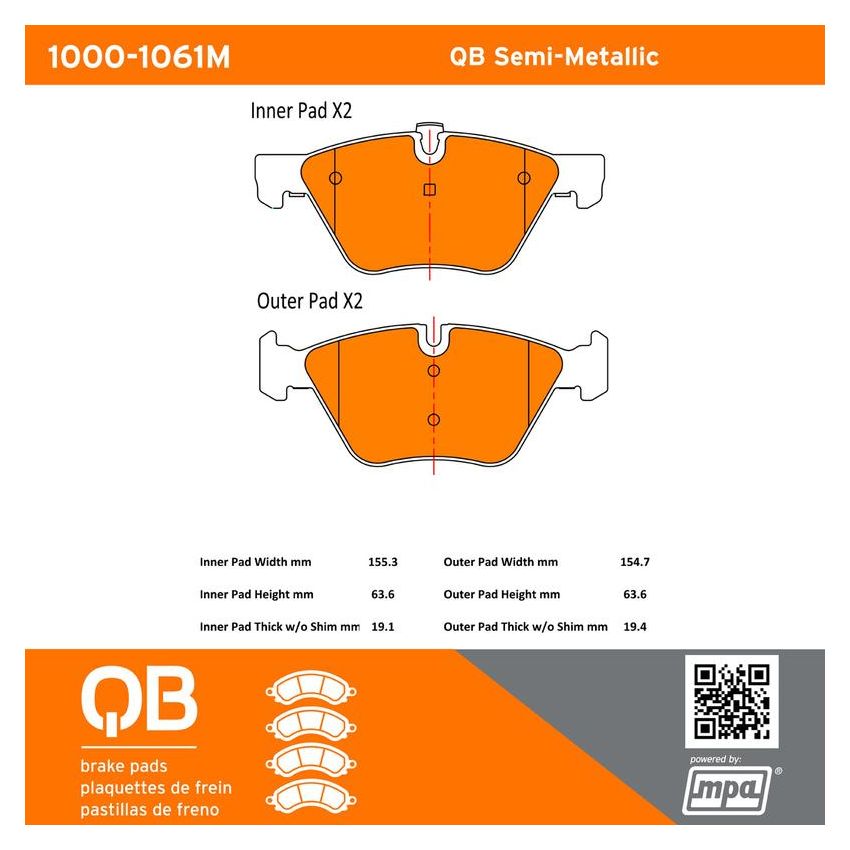 MPA 1000-1061M QB Semi-Metallic Brake Pads