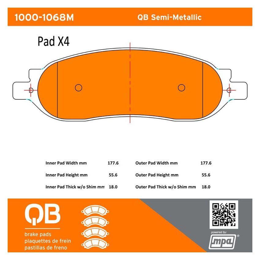 MPA 1000-1068M QB Semi-Metallic Brake Pads