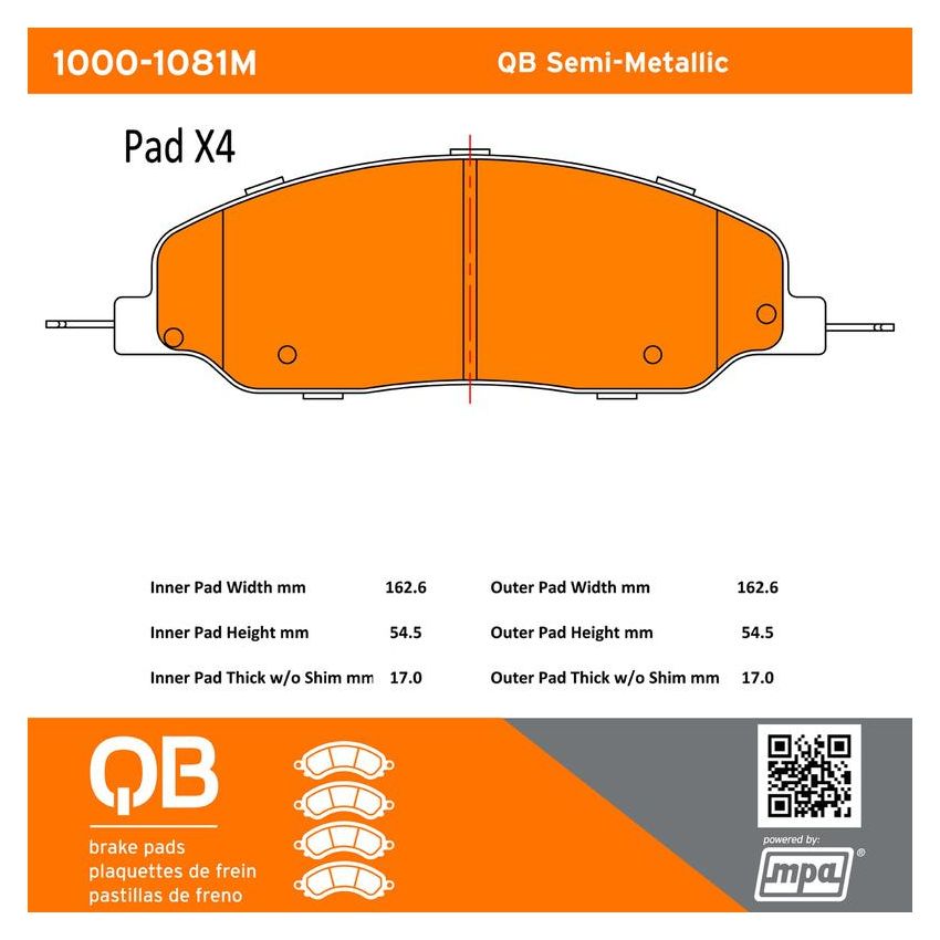 MPA 1000-1081M QB Semi-Metallic Brake Pads