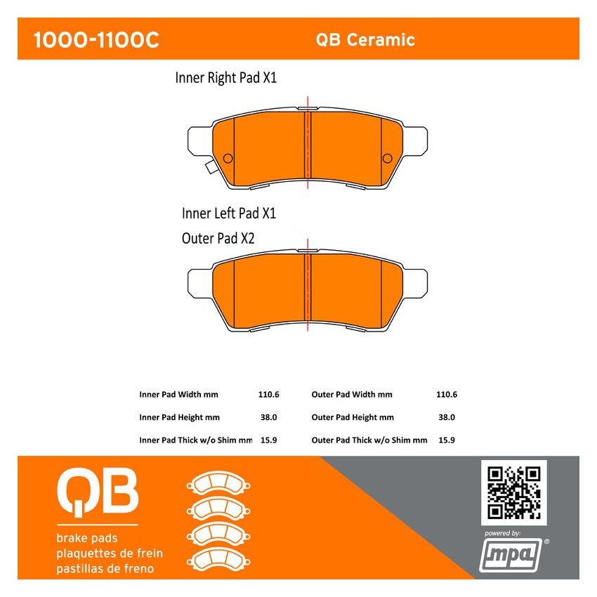MPA 1000-1100C QB Ceramic Brake Pads
