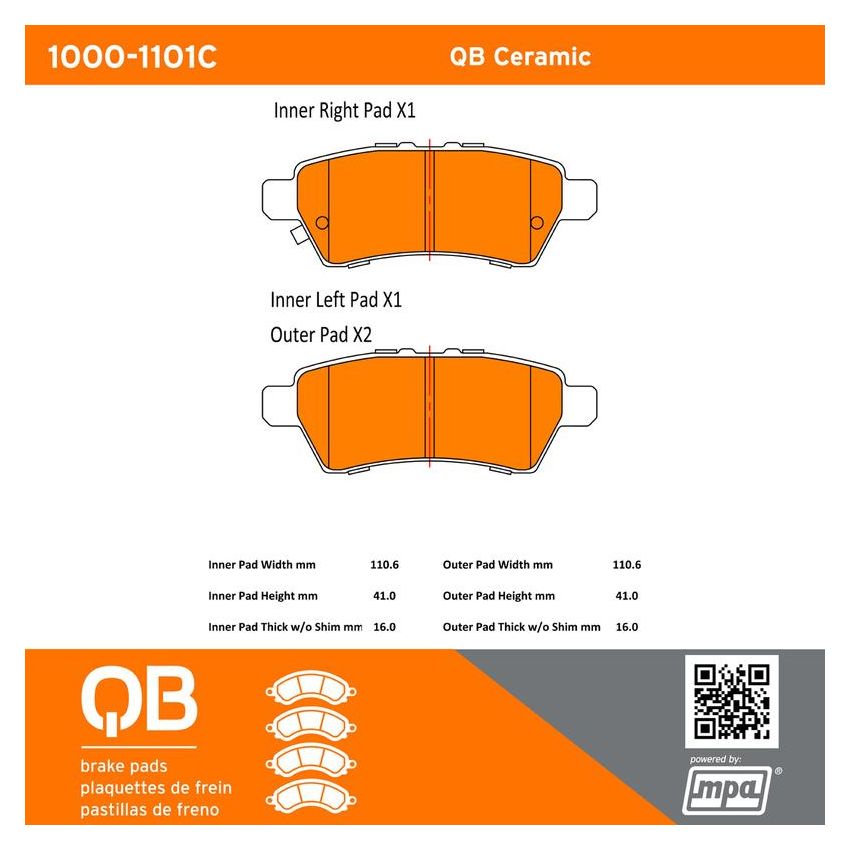 MPA 1000-1101C QB Ceramic Brake Pads
