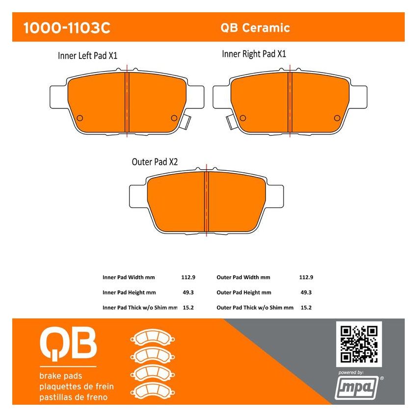 MPA 1000-1103C QB Ceramic Brake Pads