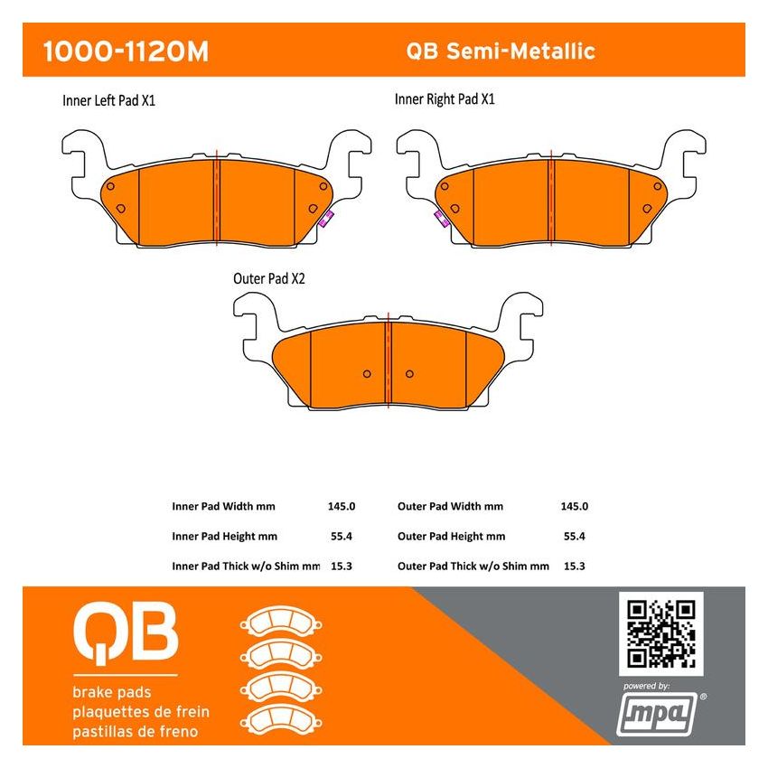 MPA 1000-1120M QB Semi-Metallic Brake Pads