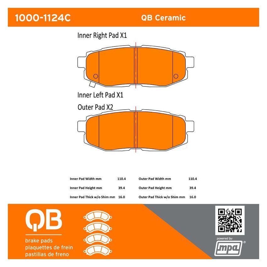 MPA 1000-1124C QB Ceramic Brake Pads