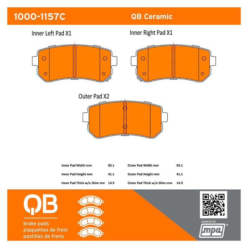 MPA 1000-1157C QB Ceramic Brake Pads