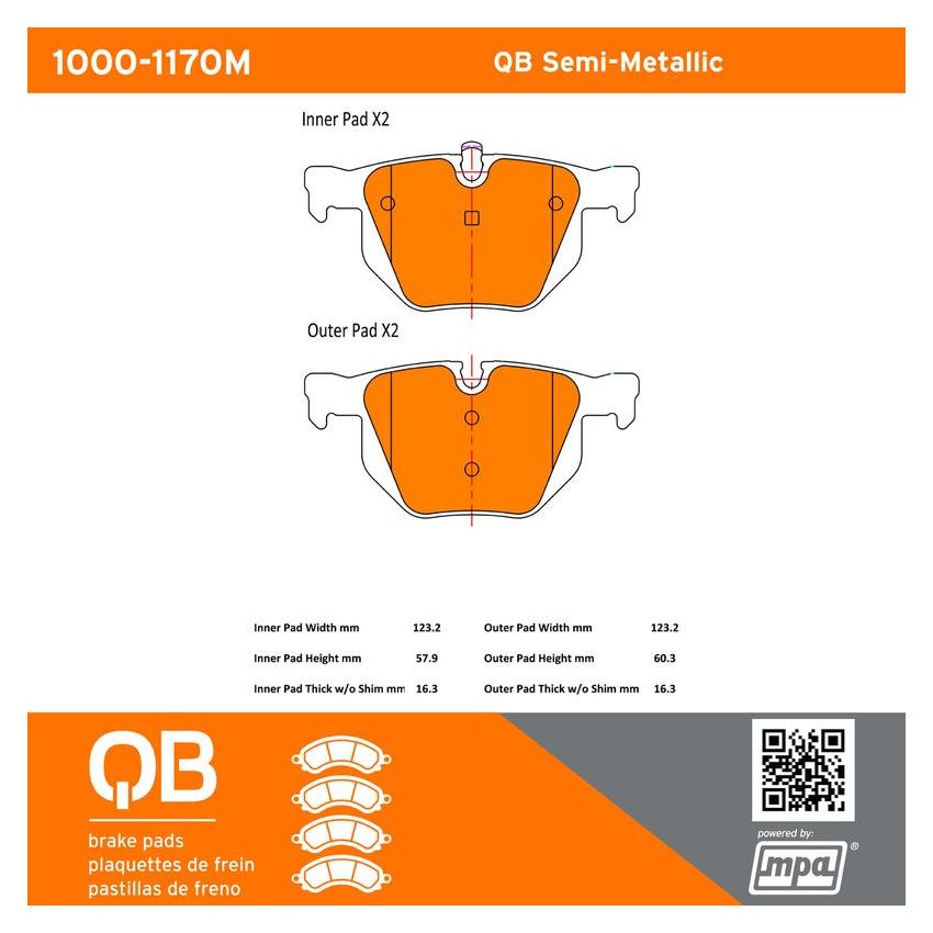 MPA 1000-1170M QB Semi-Metallic Brake Pads